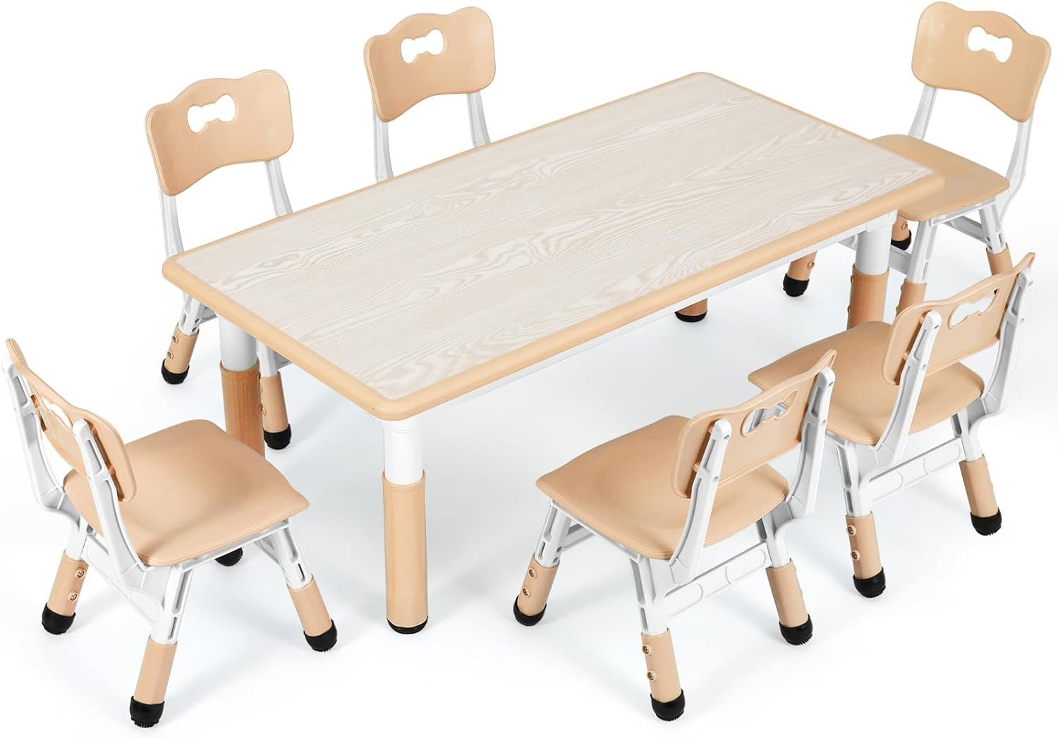 TLGREEN Kindertisch mit 6 Stühlen, Kindertischgruppe Höhenverstellbar, Kind günstig online kaufen