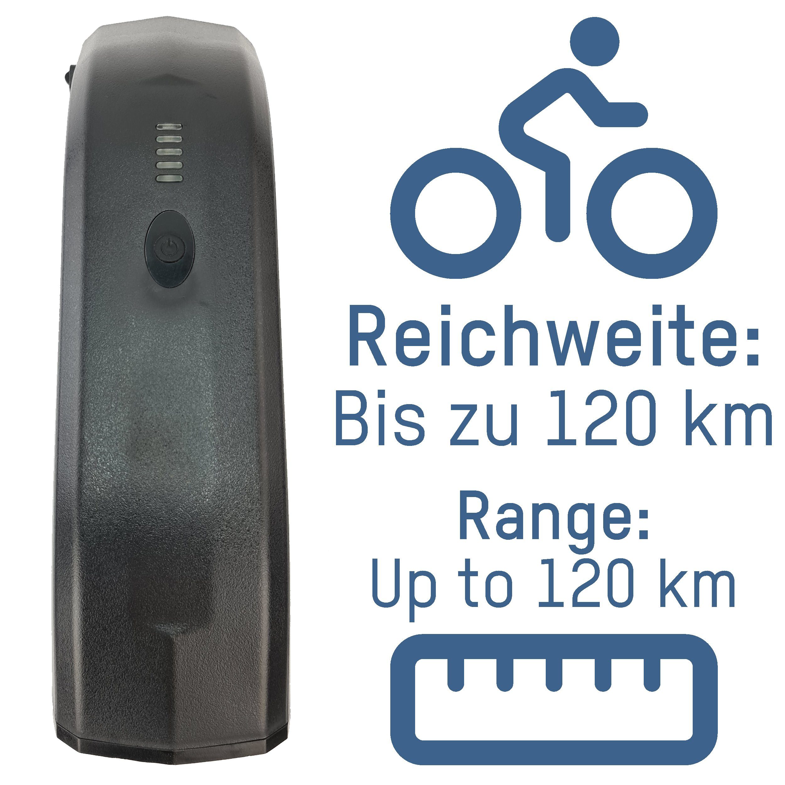 Wh Reichweite Kapazität Unterrohr mit E-Bike E-Bike Akku 14Ah 36 120 und zu km bis Akku 504 V Pedelec ANSMANN®