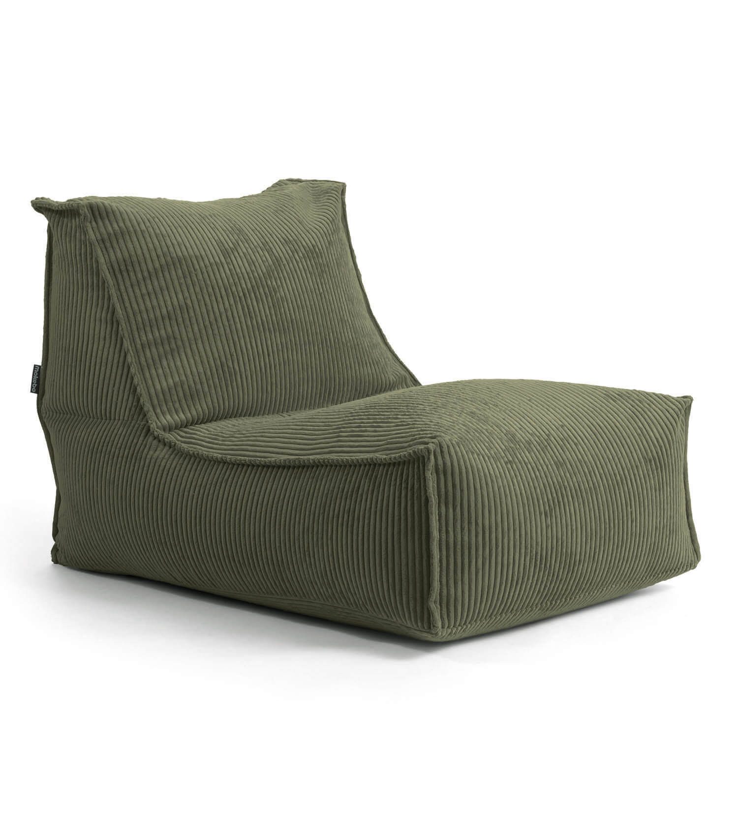 mokebo Sitzsack Der Sundowner (aus Cordstoff), Made in Germany, Indoor Sitzsack Kinder, Liege, Relaxliege Olivegrün