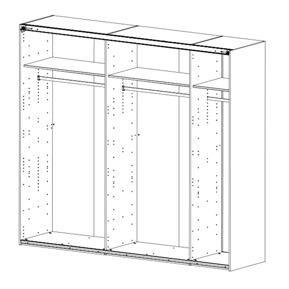 2 Schwebetürenschrank 250cm, Nb. SILKEBORG-43 Schiebetüren, Lomadox mit Kleiderschrank, mit weiß Eiche