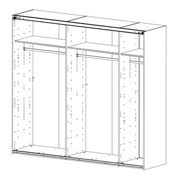 Lomadox Schwebetürenschrank SILKEBORG-43 Kleiderschrank, 250cm, mit 2 Schiebetüren, weiß mit Eiche Nb.