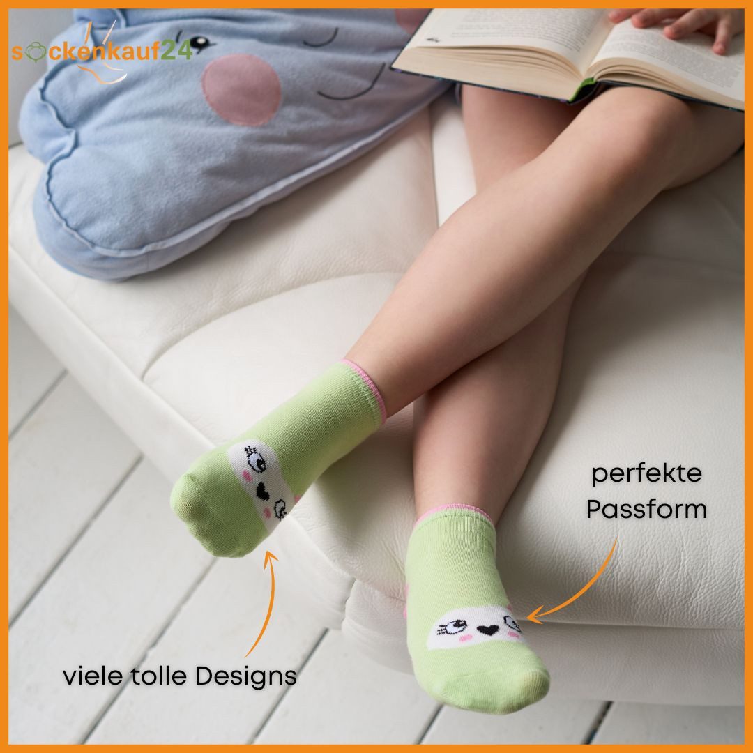 sockenkauf24 Sneakersocken 10 Paar Kinder Sneaker Socken Jungen & Mädchen Baumwolle Kindersocken (56290, 27-30) WP