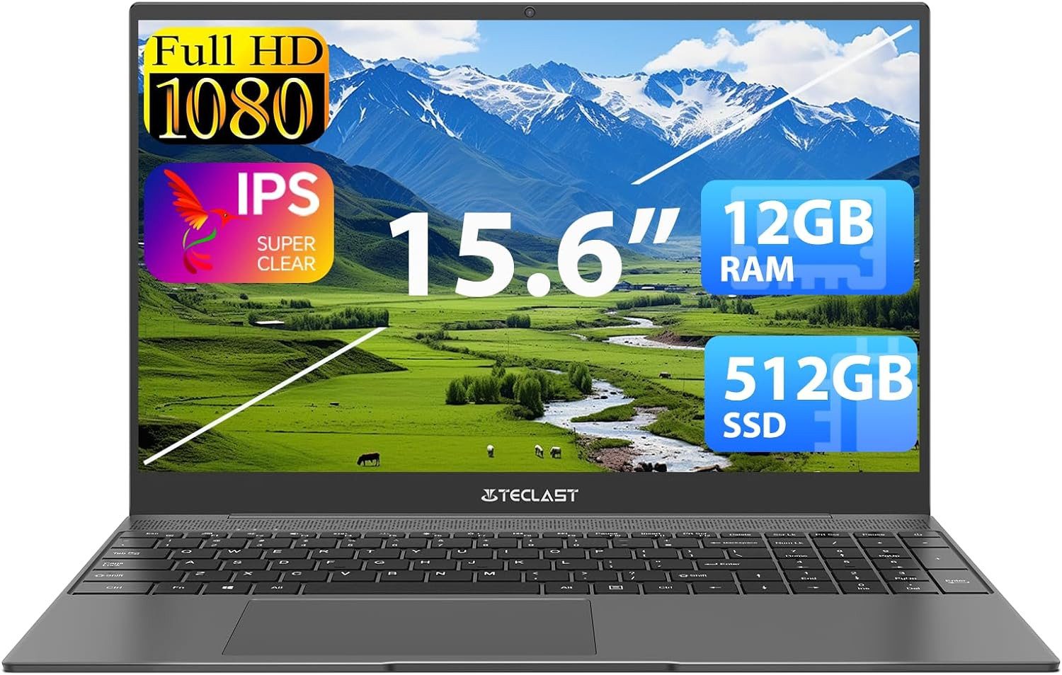 TECLAST F16PLUS 1920x1080 FHD Notebook (Intel, 512 GB SSD, Hintergrundbeleuchtete Tastatur, 2.4G/5G WiFi/2*USB 3.0/HDMI/Type C)