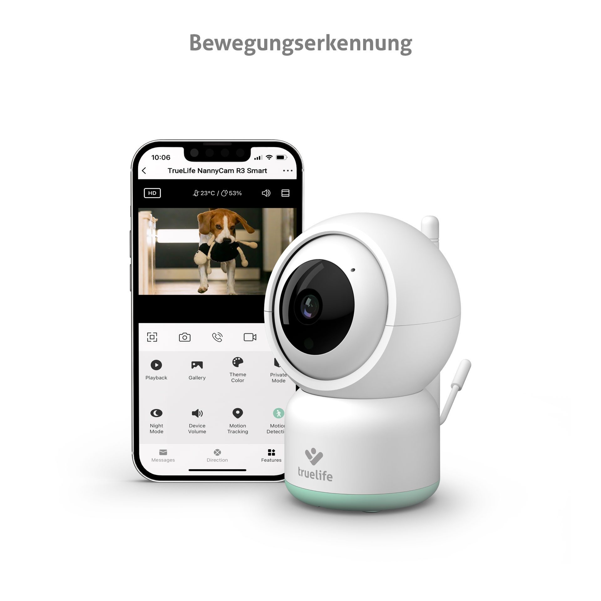 TrueLife Video-Babyphone NannyCam R3 Smart, 1-tlg., Babyeinheit, Klares Full HD-Bild, Unbegrenzte Reichweite, WiFi 2,4 GHz