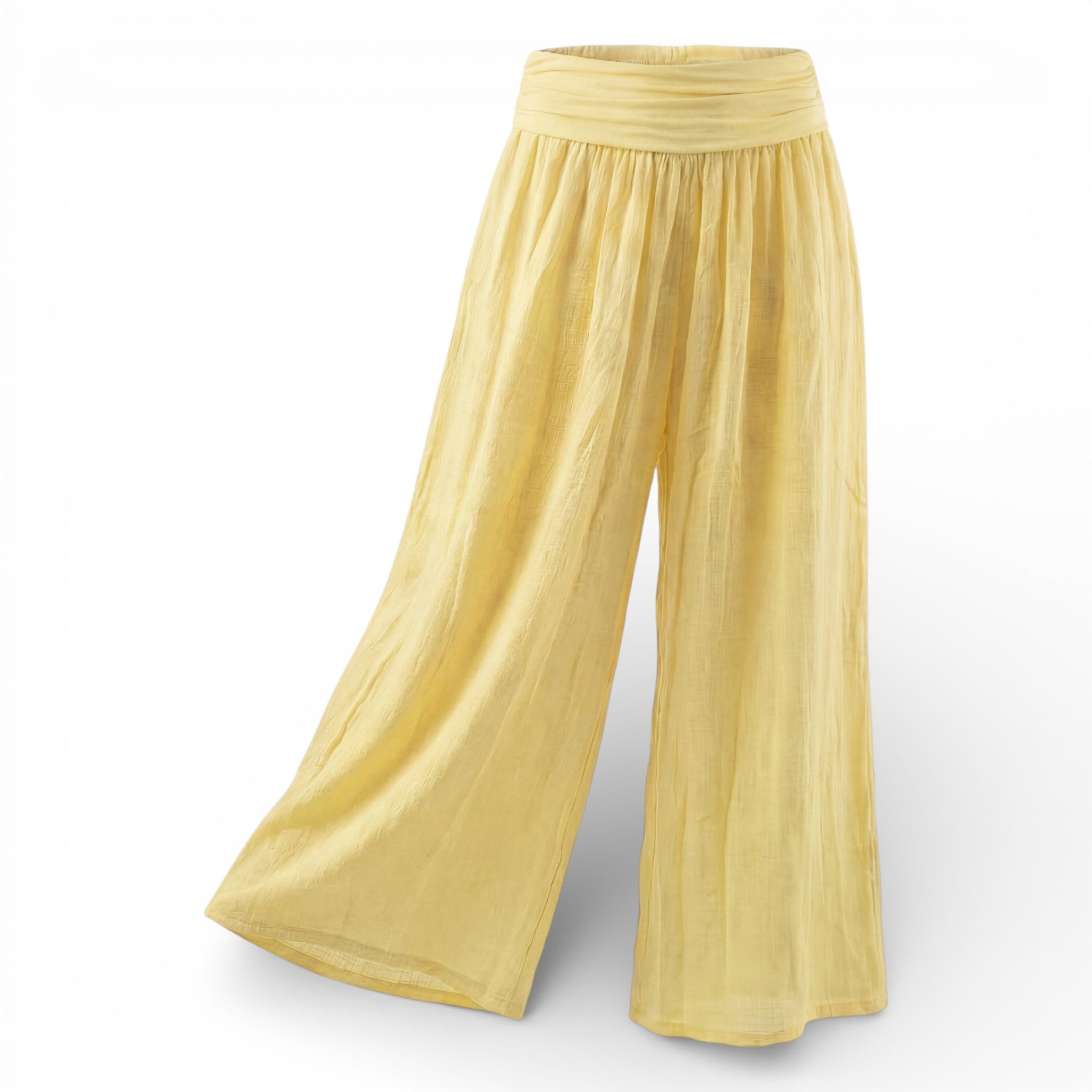OriginalYou Haremshose Damen Flatterhose Baumwolle Sommerhose Leinen Optik Culotte Volant Middle Waist