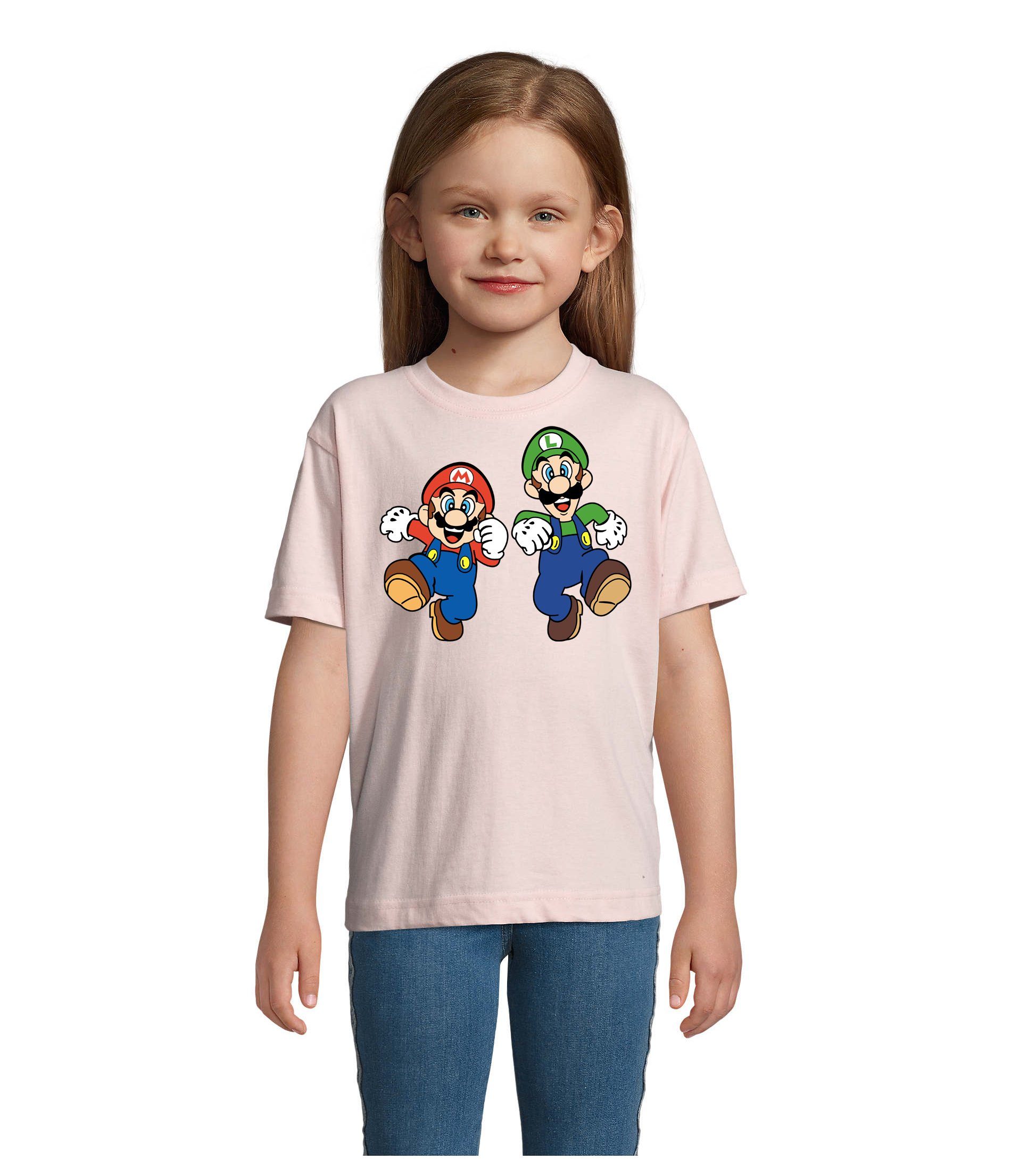 Blondie & Brownie T-Shirt Kinder Mario & Luigi Bowser Nintendo Yoshi Game Gamer Konsole Rosa