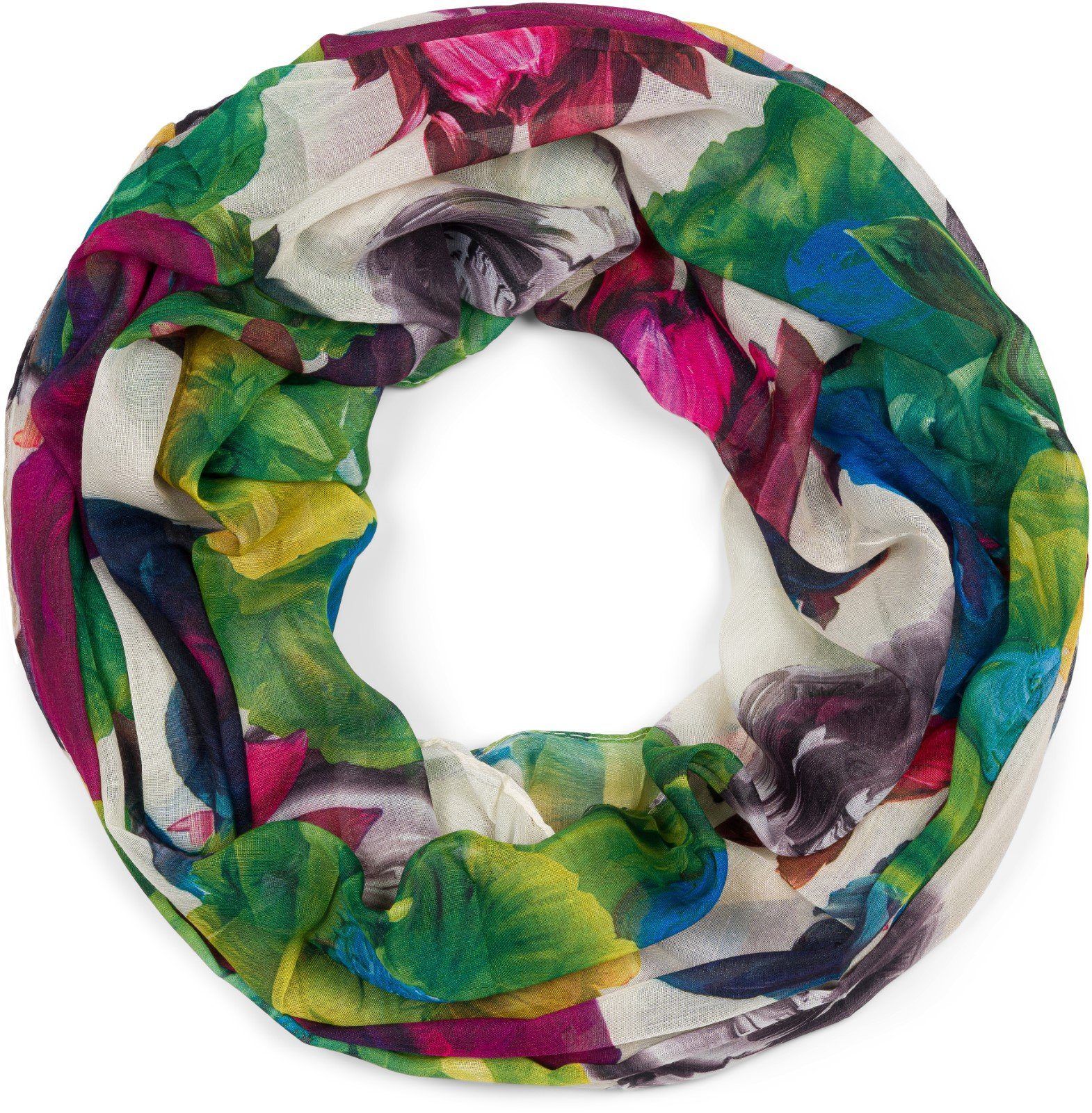 styleBREAKER Loop, (1-St), Loop mit Blumen Muster Violett-Grün
