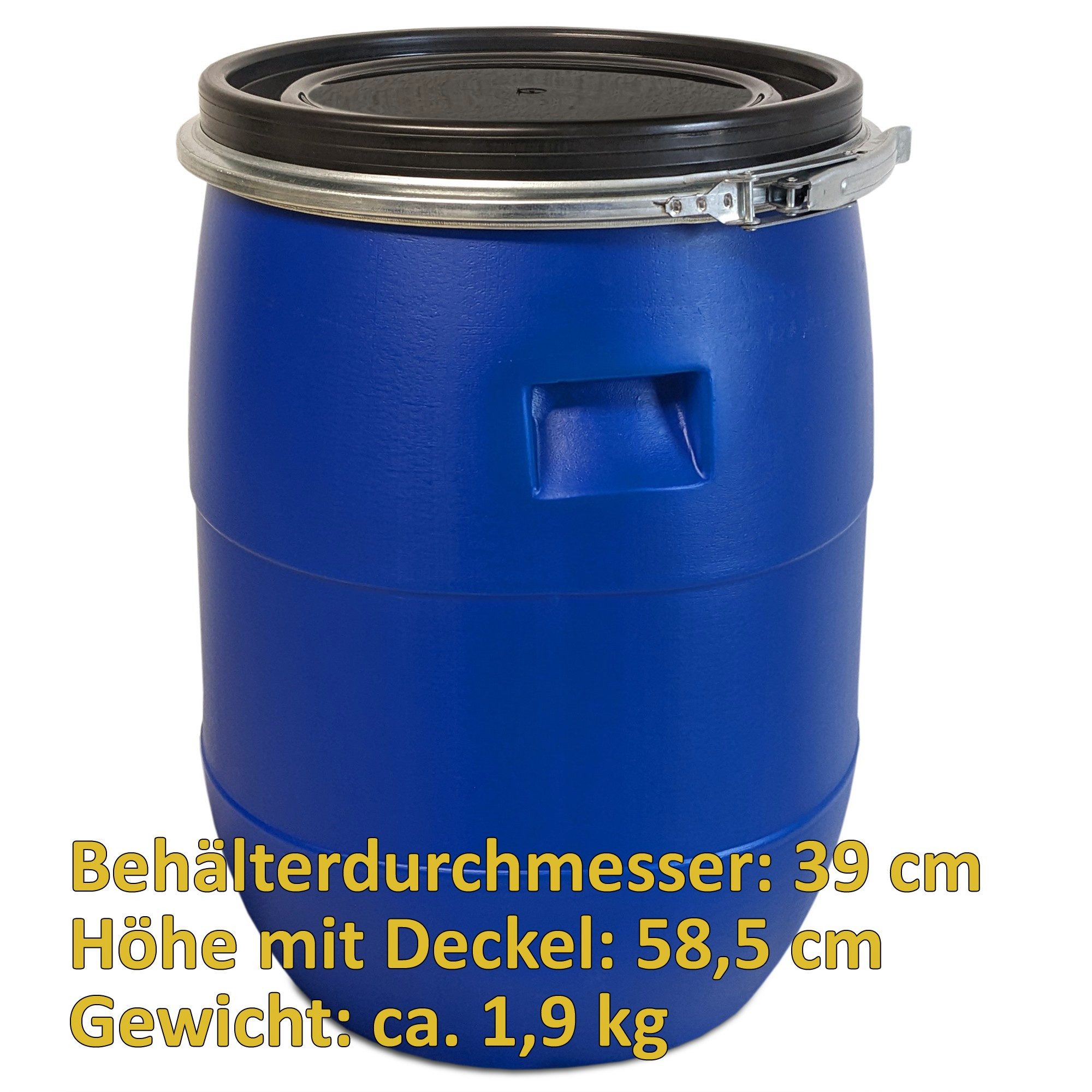 Plasteo Regentonne Weithalsfass Lebensmittelecht BPA-Frei Sauerkrautfass BPA-Frei, 60 l, BPA-Frei