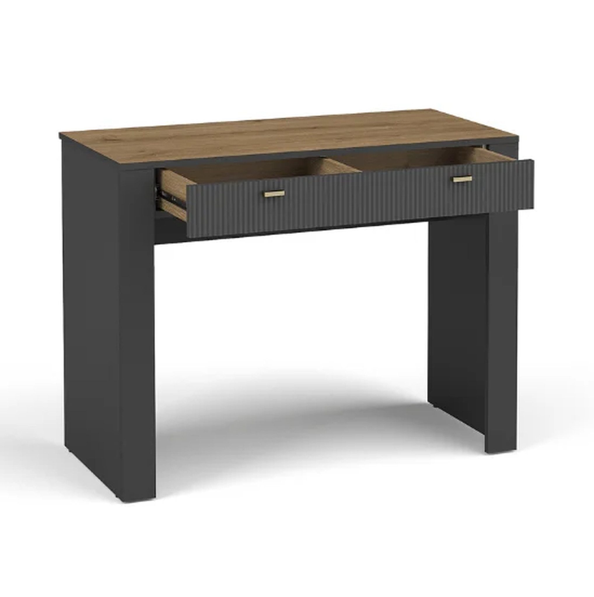 Beautysofa Schminktisch Monta mit praktischer Schublade (Schublade mit dekorativer Front), stabile Konstruktion, Kosmetiktisch in Weiß/Schwarz/Kaschmir