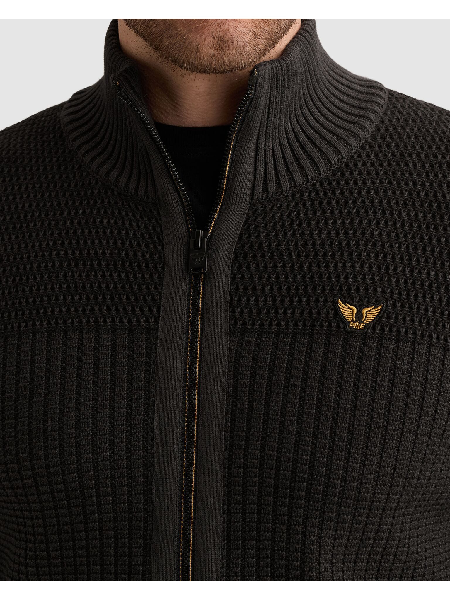 PME LEGEND Cardigan mit markanter Struktur, Baumwolle, Regular Fit – Bild 4 von 5