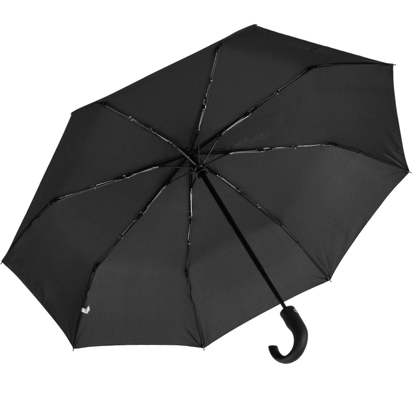 Impliva Taschenregenschirm miniMAX® Herren Auf-Zu-Automatik Rundhakengriff, klassisch elegant