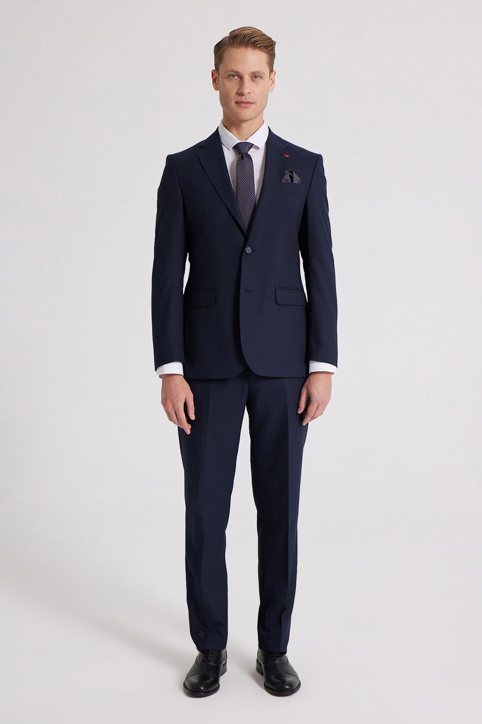 D'S DAMAT Frack-Anzug DS Damat Schwarzer Slim Fit Stretch Anzug mit Doppel-Schlitz und gefüt