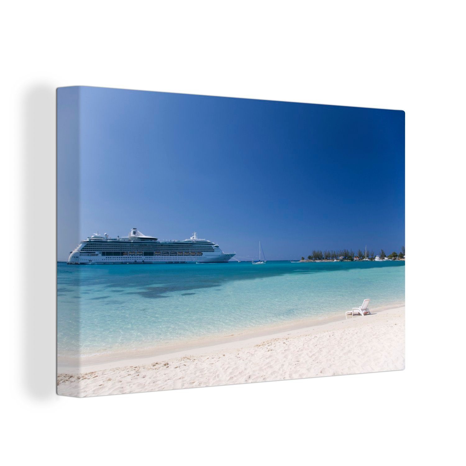 OneMillionCanvasses® Leinwandbild Ein Kreuzfahrtschiff auf dem klaren blauen Meer, (1 St), Wandbild Leinwandbilder, Aufhängefertig, Wanddeko, 30x20 cm