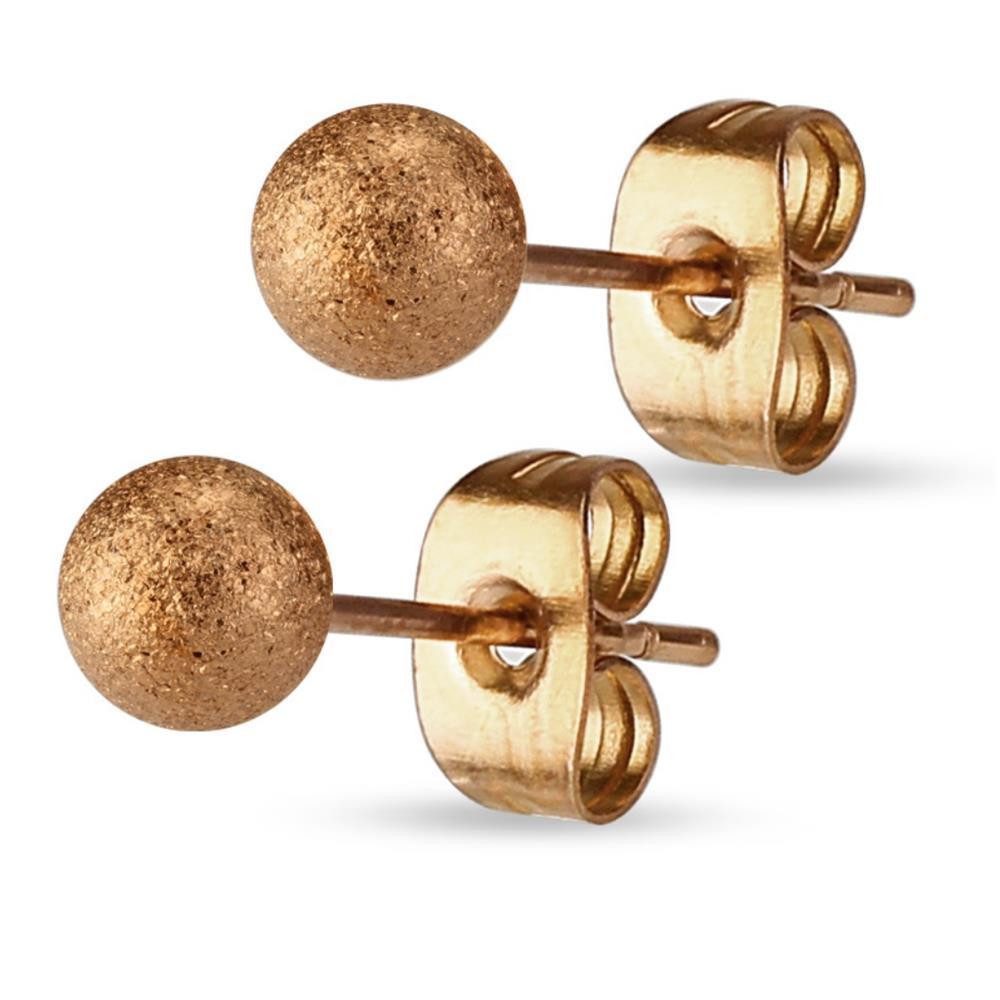 Ohrring-Set 3mm - Rosegold - Ohrstecker sand-gestrahlt Silber aus Edelstahl Damen