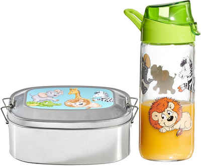 Ritzenhoff & Breker Lunchbox »Happy Zoo«, Stahlblech, Glas, Kunststoff, (Set, 2-tlg), inkl. Trinkflasche