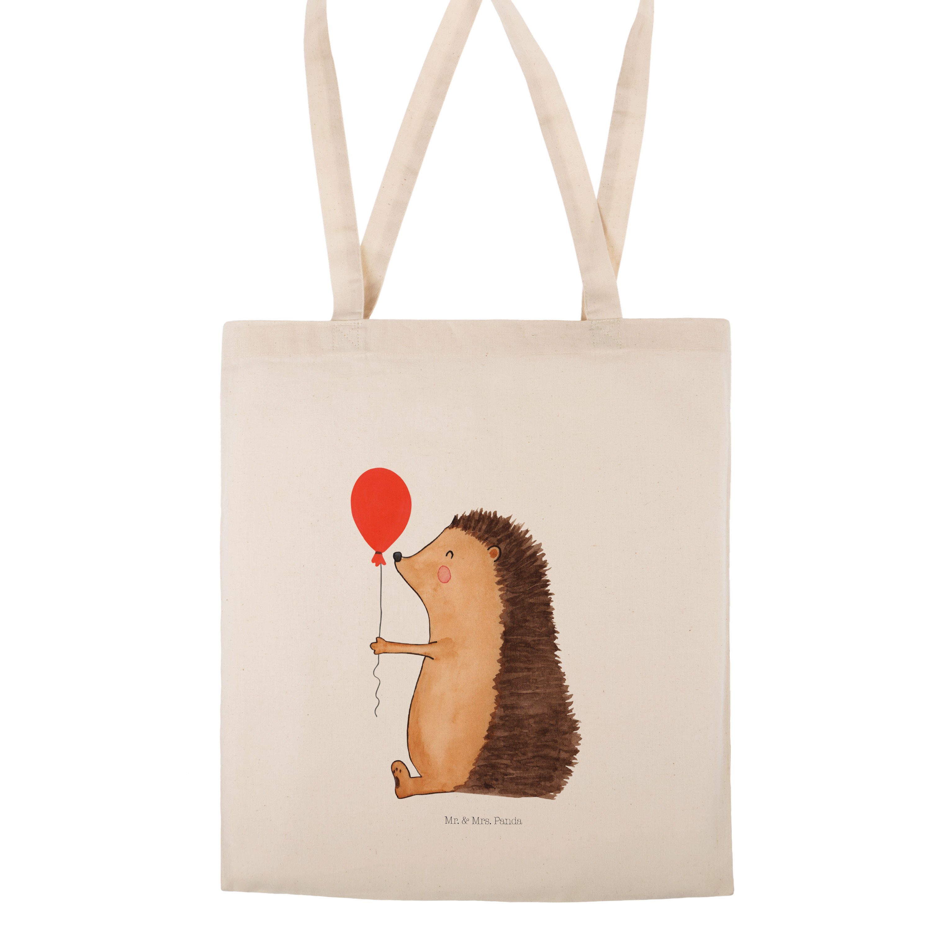 Mr. & Mrs. Panda Tragetasche mit - Stoffbeutel, (1-tlg) Hap Luftballon Tiere, Geschenk, Transparent - Igel