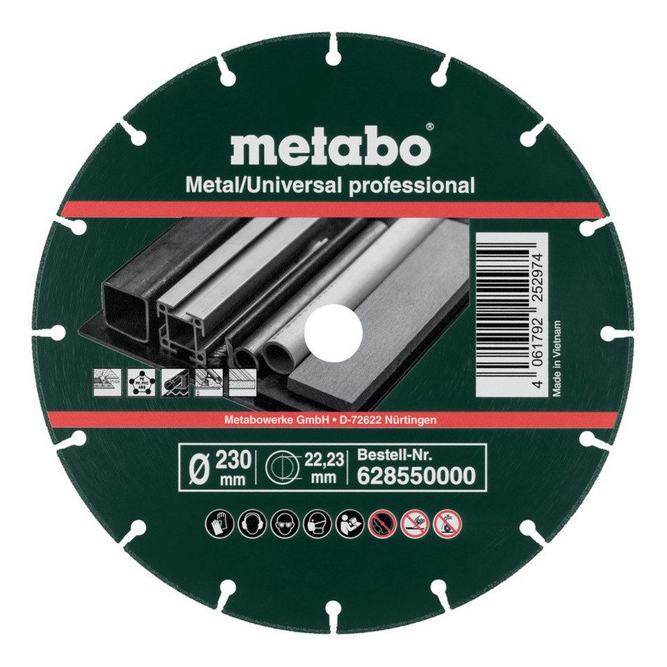 metabo Trennscheibe, Ø 230 mm, Diamanttrennscheibe 230 x 1,6 x 22,23 mm, "MUP", Metall/Universal