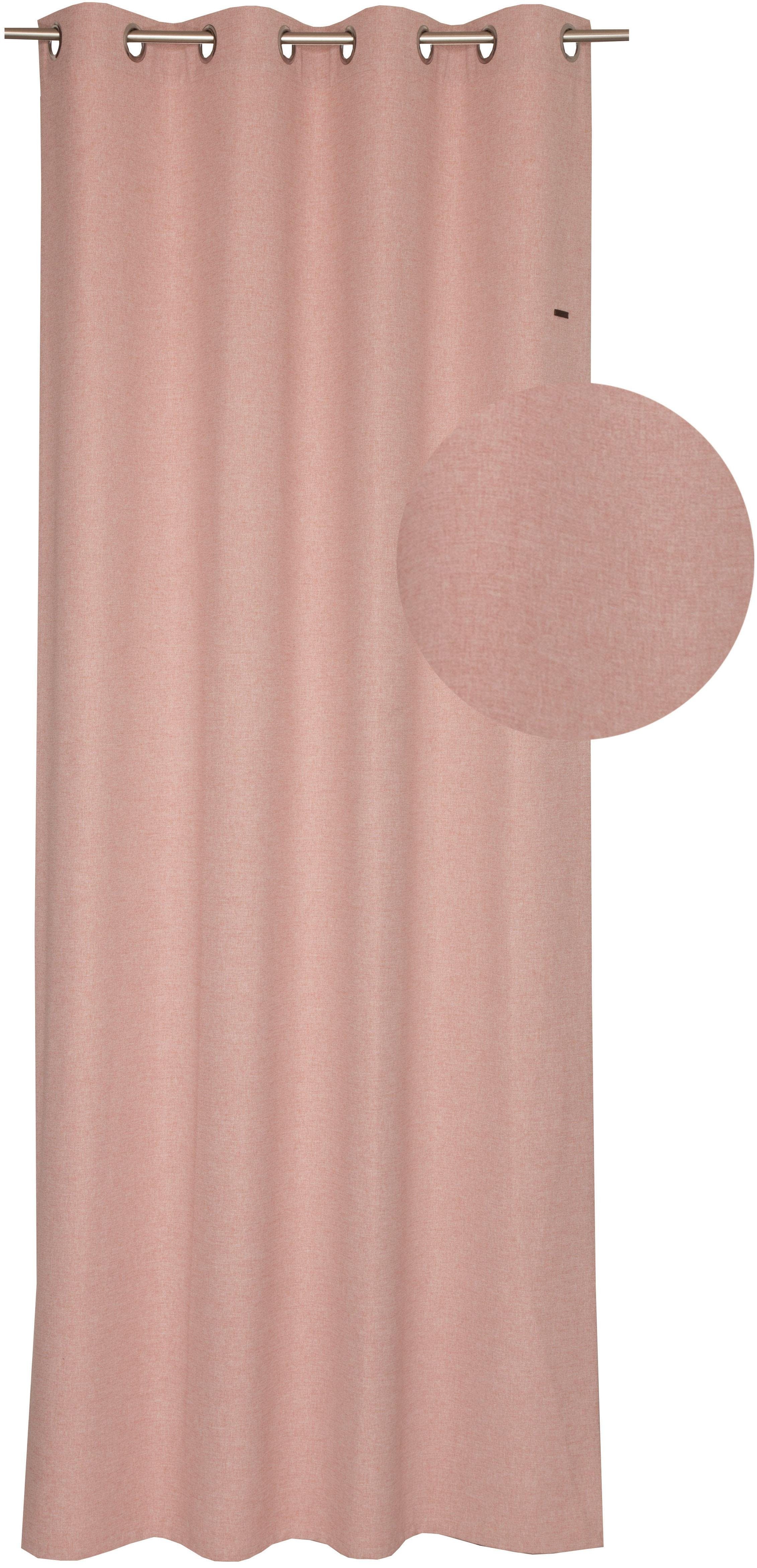 Vorhang Harp, Esprit, Ösen (1 x 250x140, cm Blickdicht, rosé HxB: blickdicht, (BxH) 250 mit Microfaser, 140 St), Lederlabel