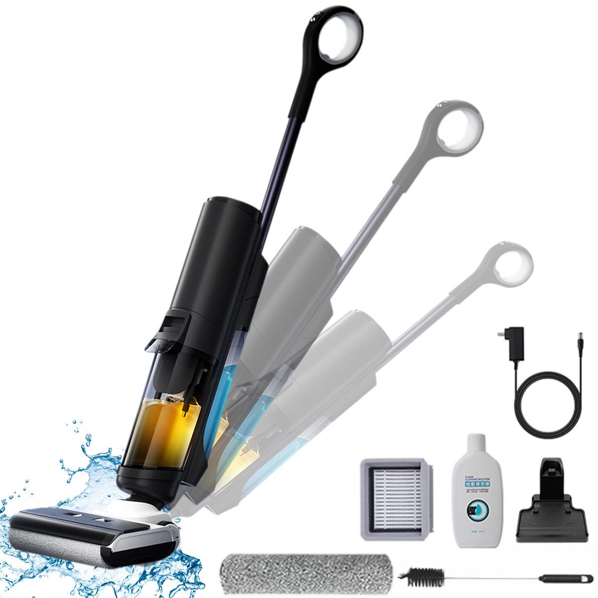 MOPUEA Nass-Trocken-Akkusauger Nass-Trocken-Akkusauger LED-Display 5-Modus Intelligente Trocknen, 90% Schmutzwasser-Rückgewinnung, flexible Eckenreinigung