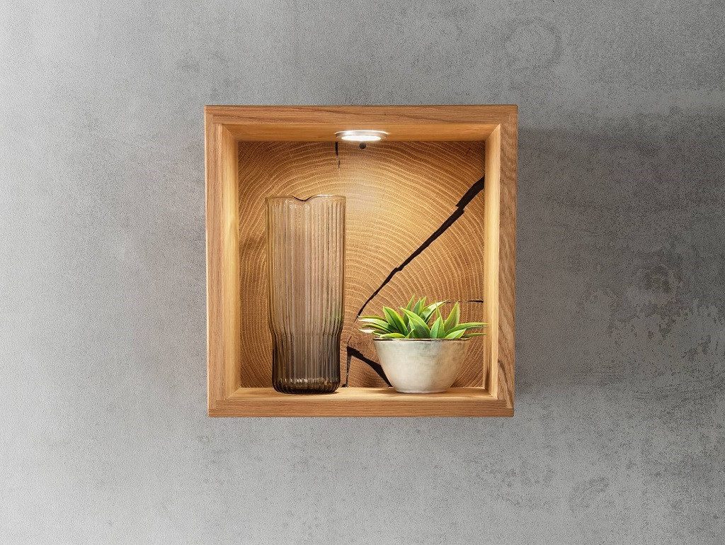 Main Möbel Wandregal Wandregal 34x34cm Wildeiche massiv Danzig II günstig online kaufen