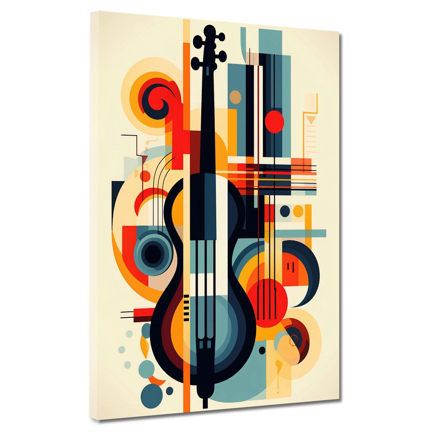 Artedinoi Leinwandbild Violine geometrisch Kubismus bunt Leinwandbild Wandbild XXL Deko, Violine, abstrakt