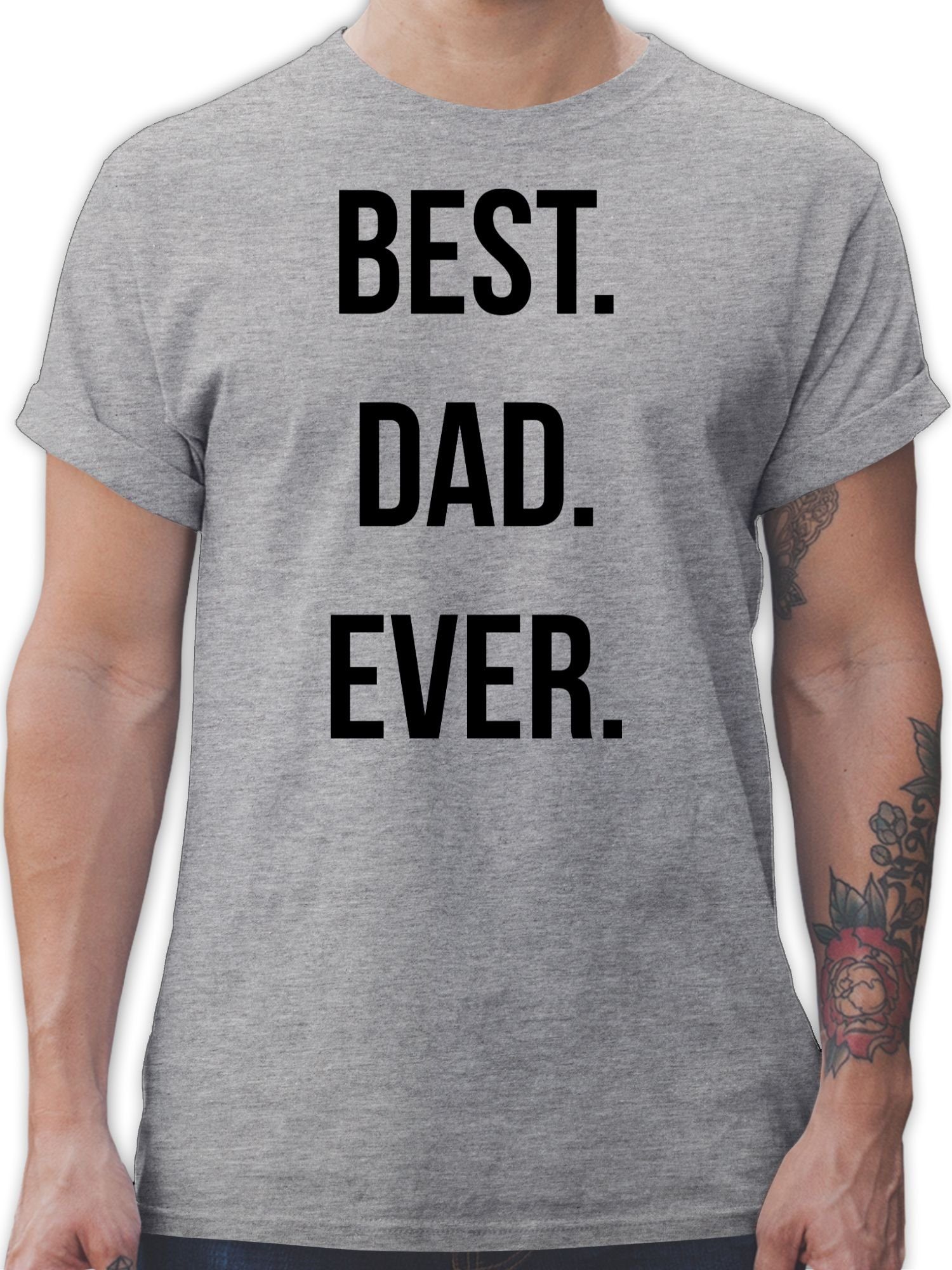 Shirtracer T-Shirt Best Dad Ever Vatertag Geschenk für Papa 1 Grau meliert
