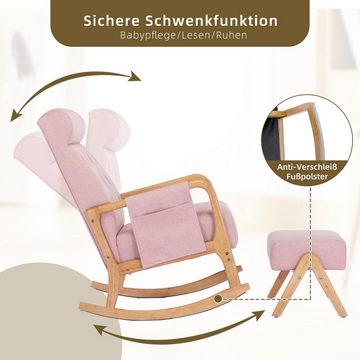 Flieks Schaukelstuhl (mit 1 Hocker, Set, 2 St), Relaxsessel Schaukelsessel Schwingsessel, für Schlafzimmer Wohnzimmer