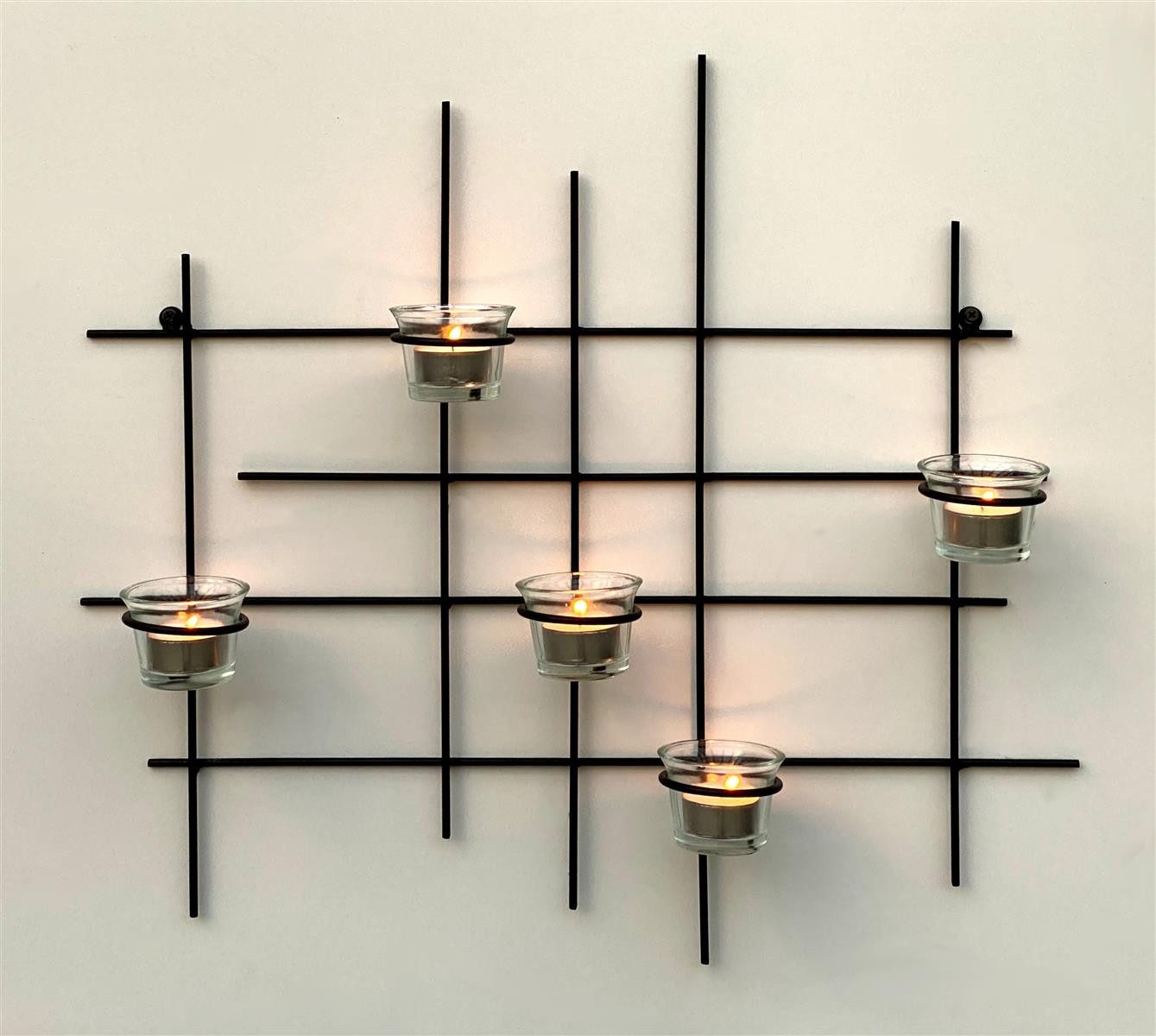 DanDiBo Teelichthalter Wand Metall Leuchter 5XXL Wandkerzenhalter 50 cm, Wandteelichthalter Kerzenhalter Wanddeko