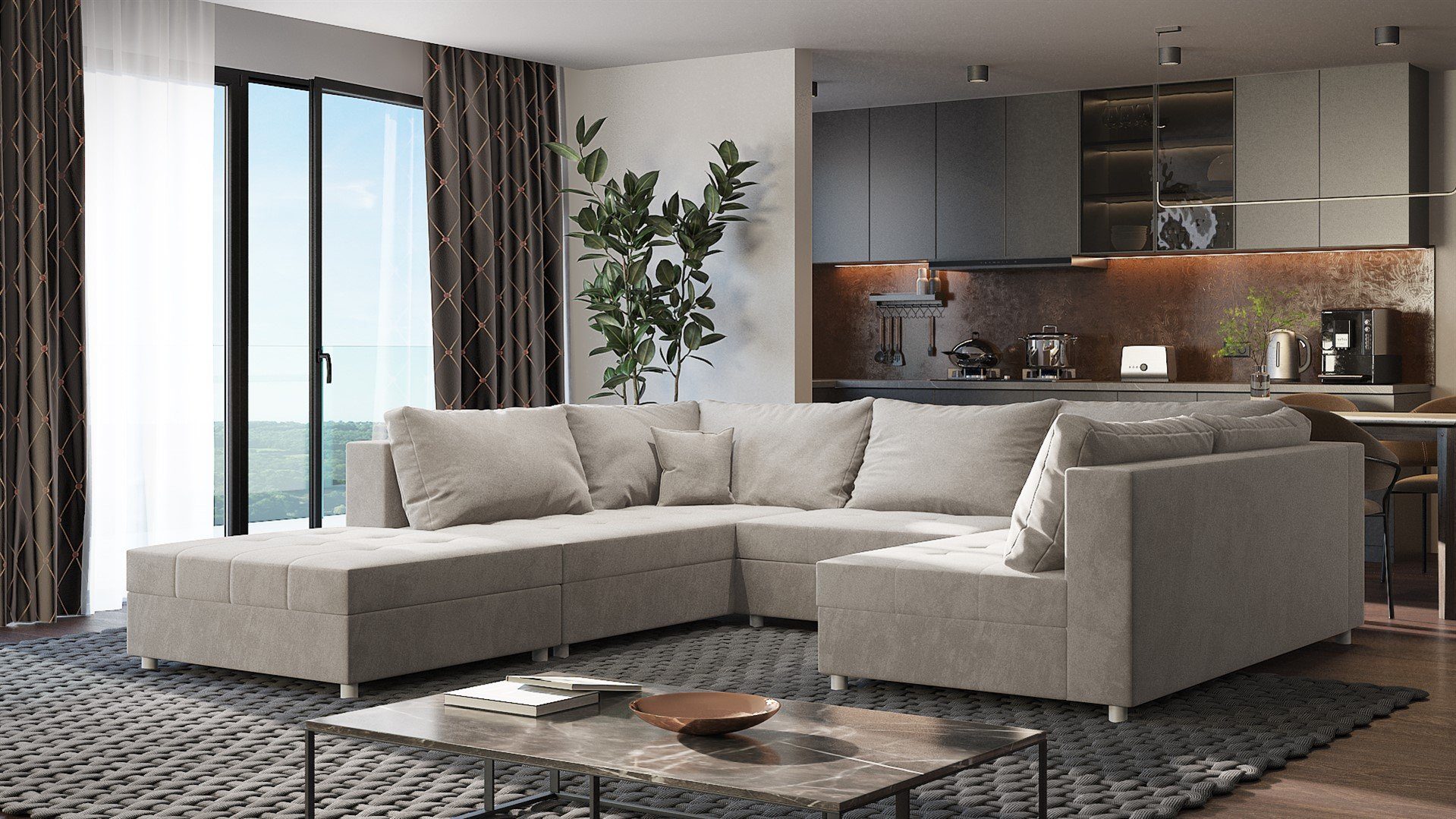 Fun Möbel Wohnlandschaft Sofa U-Form ANDRO, günstig online kaufen