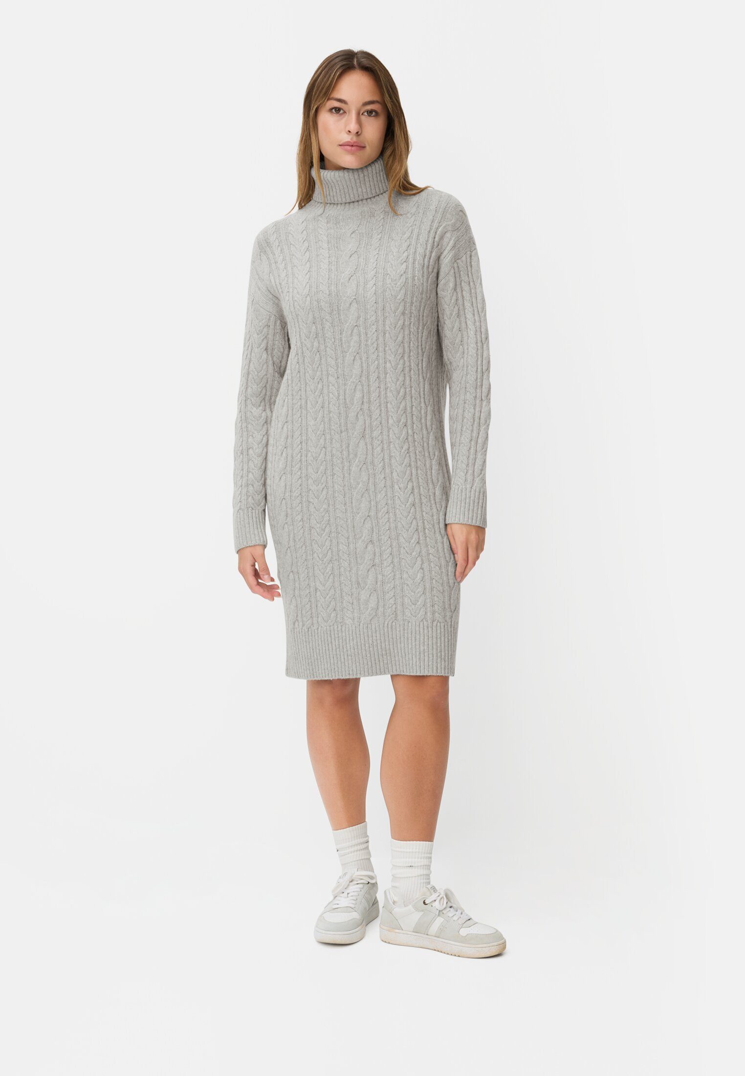 camel active Strickkleid mit Zopfstrickmuster Langarm