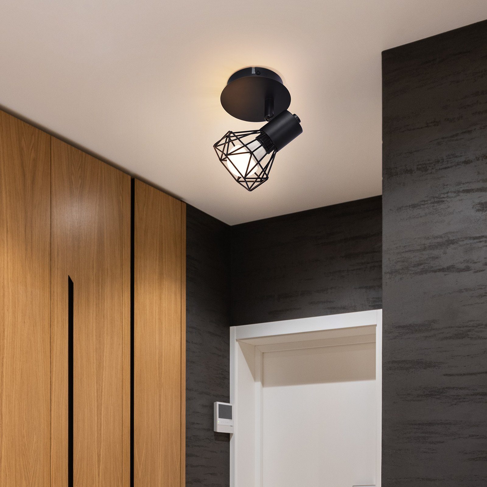 Deckenleuchte integriert, Vintage Leuchtmittel, Schwarz Wandspot Verstellbare OHNE ZMH LED 350° Deckenstrahler Retro, E14 fest -