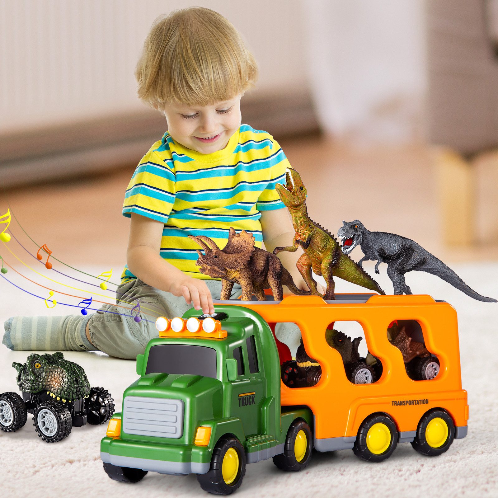 TEMI Spielzeug-Auto Dinosaurier Truck Spielzeug Mit 3 Dino Figuren Und 3 Mo günstig online kaufen