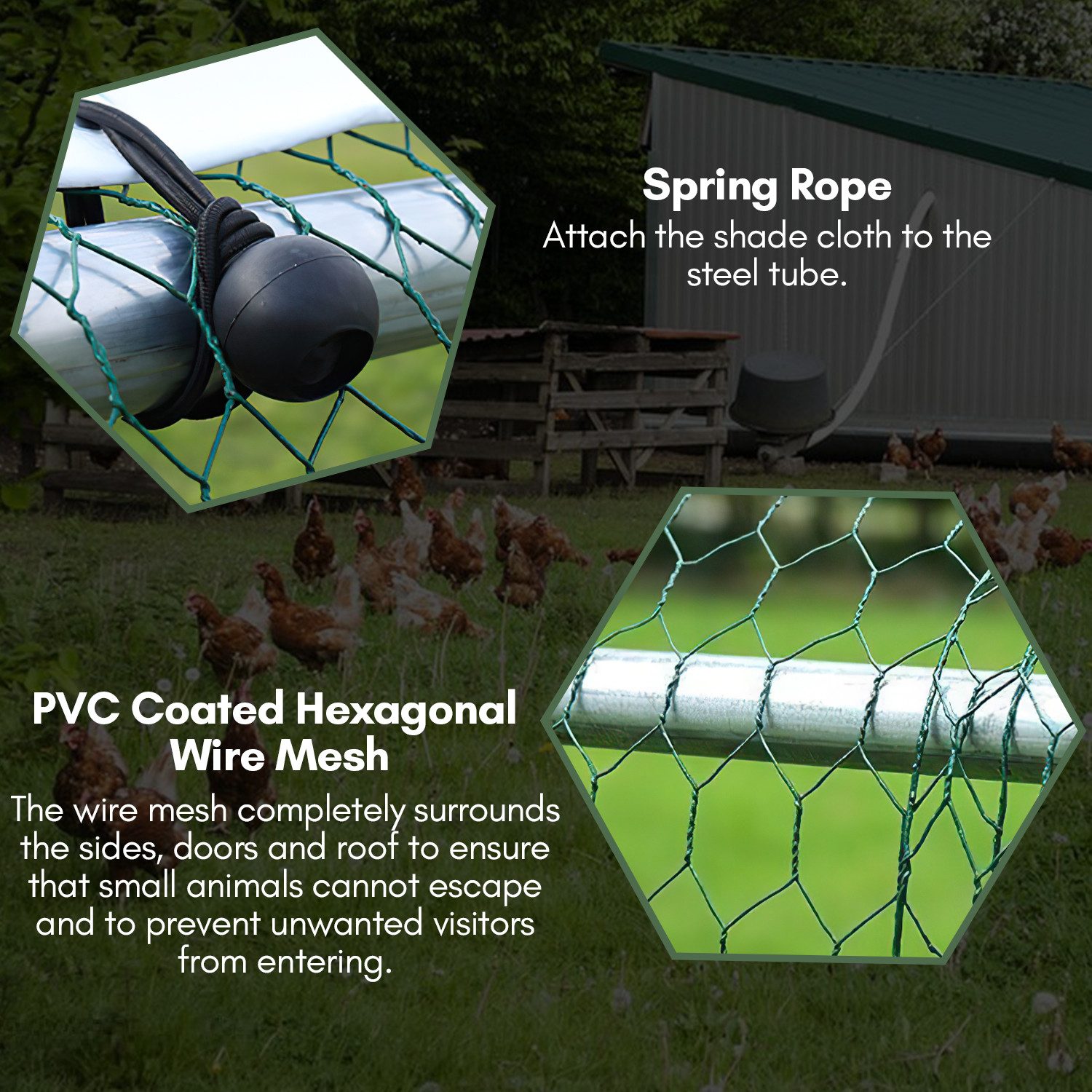 Clanmacy Hühnerstall 3x2x2m Hühnerstall Hühnerhaus Dach Geflügelstall Verzinkter