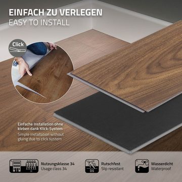 ML-DESIGN Vinylboden PVC Click Vinyl-Dielen Einfache Verlegung wasserfest, Bodenbelag 122x18x0,42cm 3,08m²/14 Dielen Dunkelbraun rutschfest