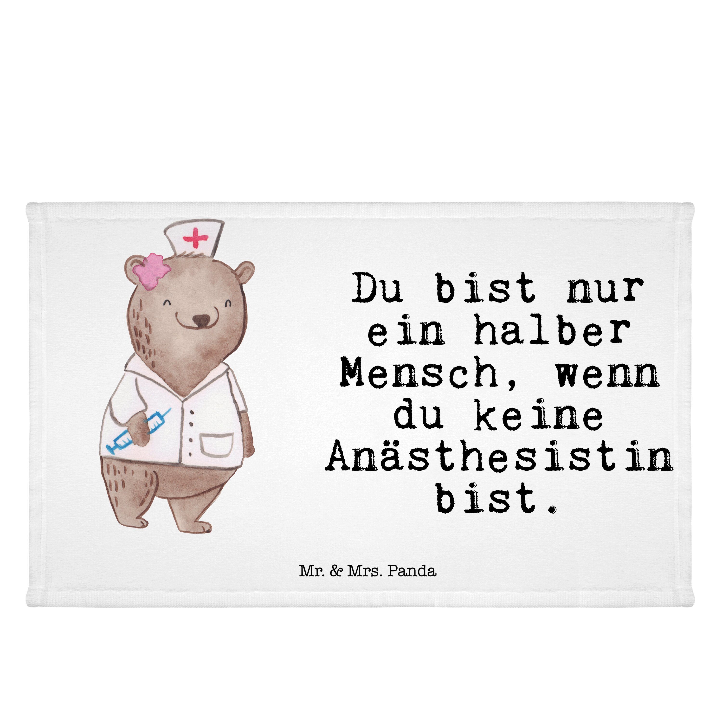 Mr. & Mrs. Panda Handtuch Anästhesistin mit Herz - Weiß - Geschenk, Kollege, Narkoseärztin, Aus, (1-St)
