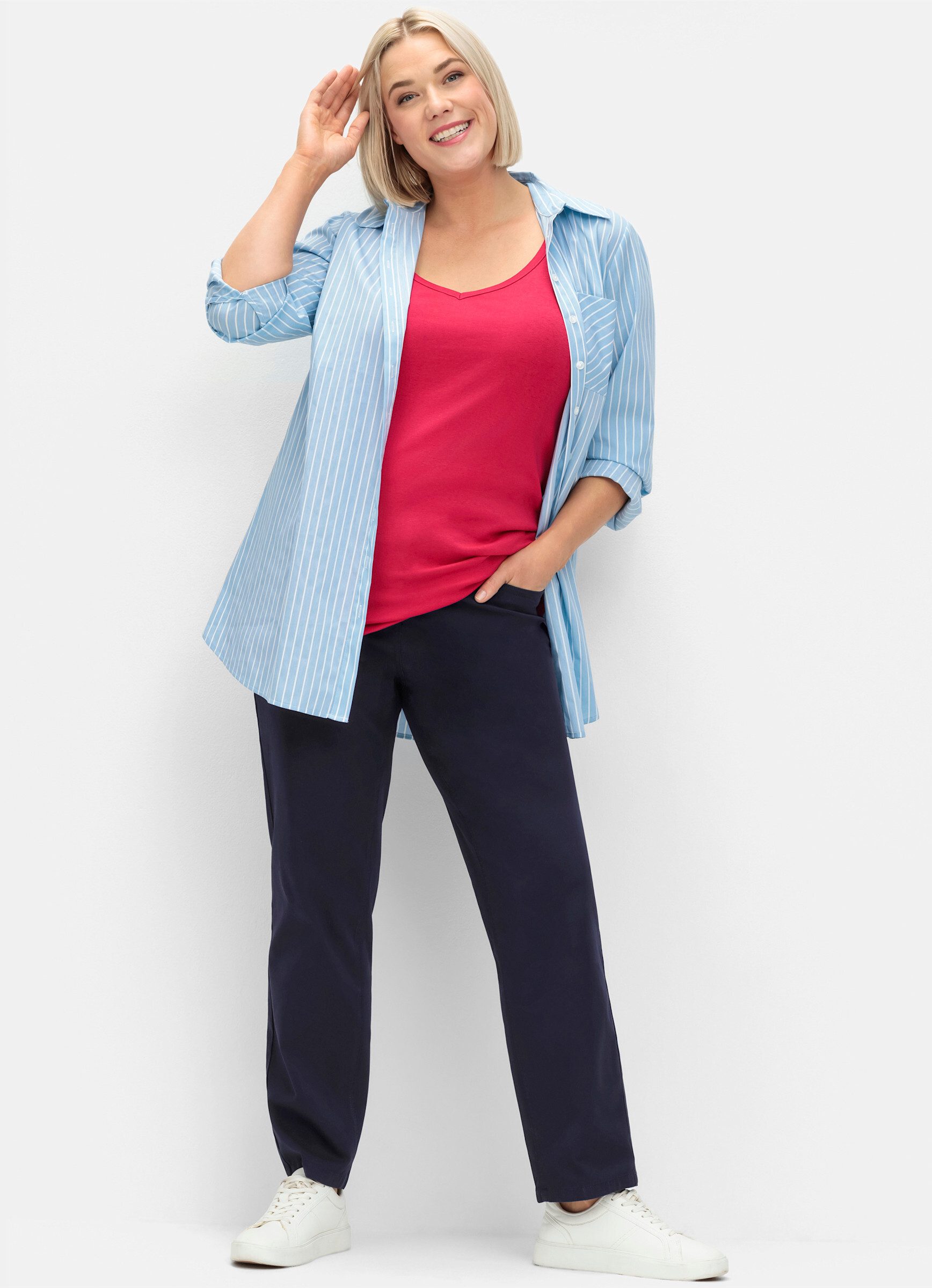 Sheego Jerseyhose Hose Innenbeinlänge ca. 77 günstig online kaufen