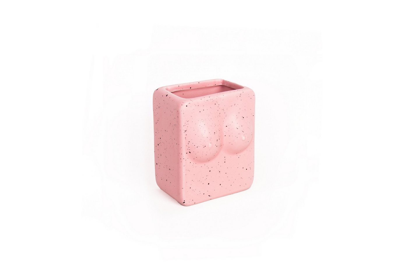 Helio Ferretti Zahnbürstenhalter Tits, (Keramik, 1-St., handbemalt, rosa), ca. 8 x 6 x 10 cm - auch als kleine Vase nutzbar