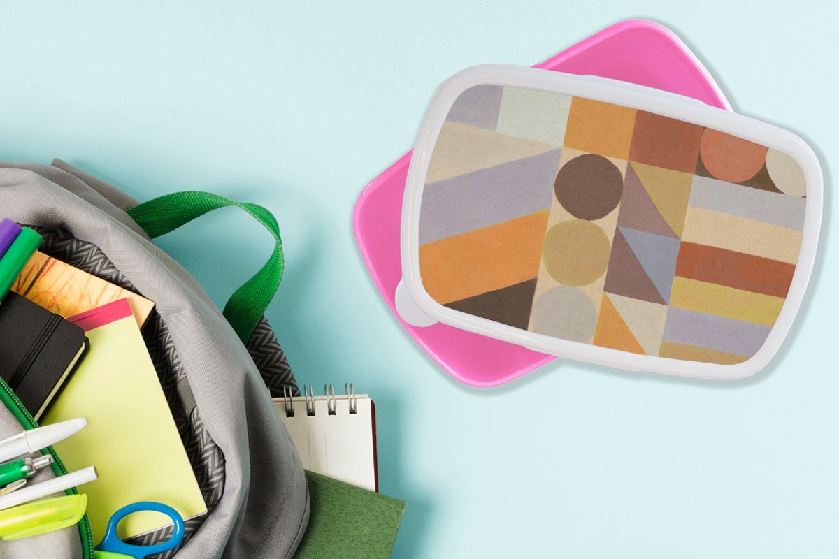 Pastell, Farben Lunchbox Erwachsene, Mädchen, Geometrie (2-tlg), - für Kinder, Brotdose Kunststoff, rosa - Snackbox, MuchoWow Formen Kunststoff Brotbox -