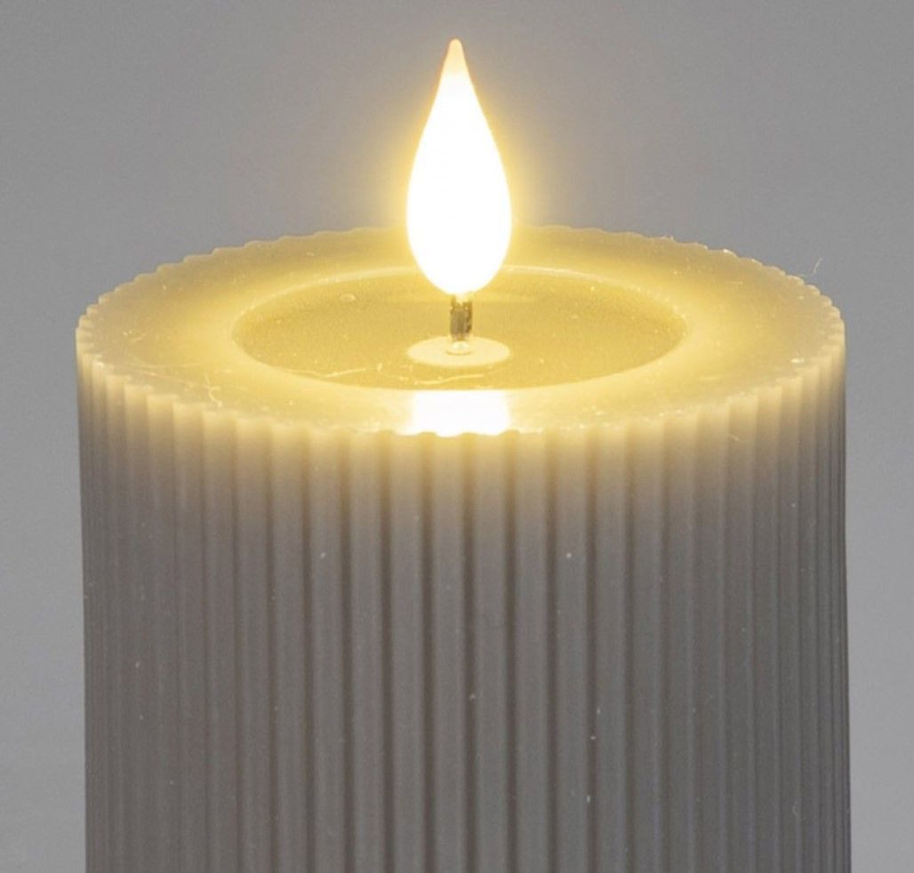 formano LED-Kerze Streifen, Mit Timerfunktion, Grau, Motiv: Rillen günstig online kaufen