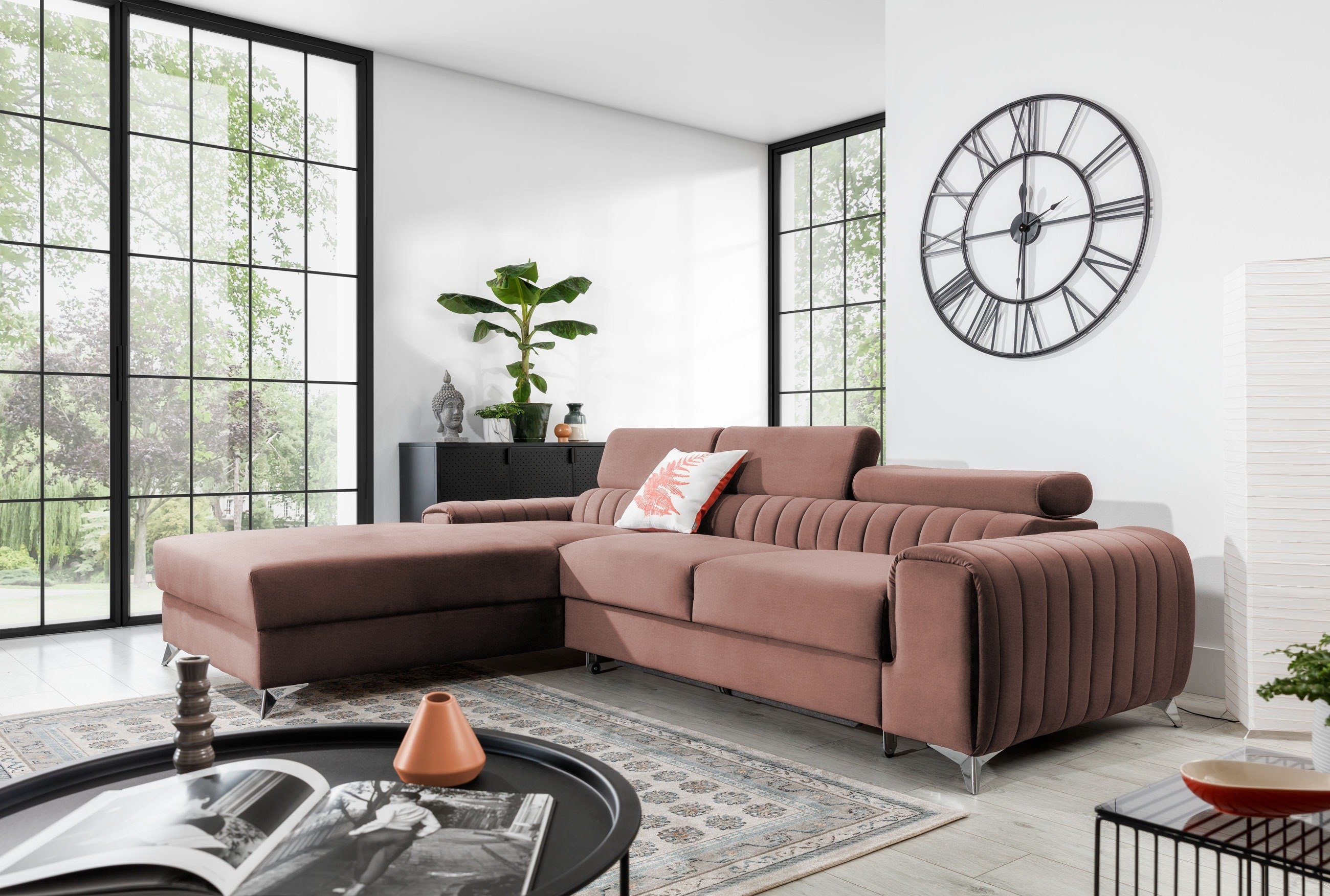 yourhouse24 Ecksofa Grayson Schlafsofa Wohnlandschaft Links Rechts Couch Bettkasten Nube 24