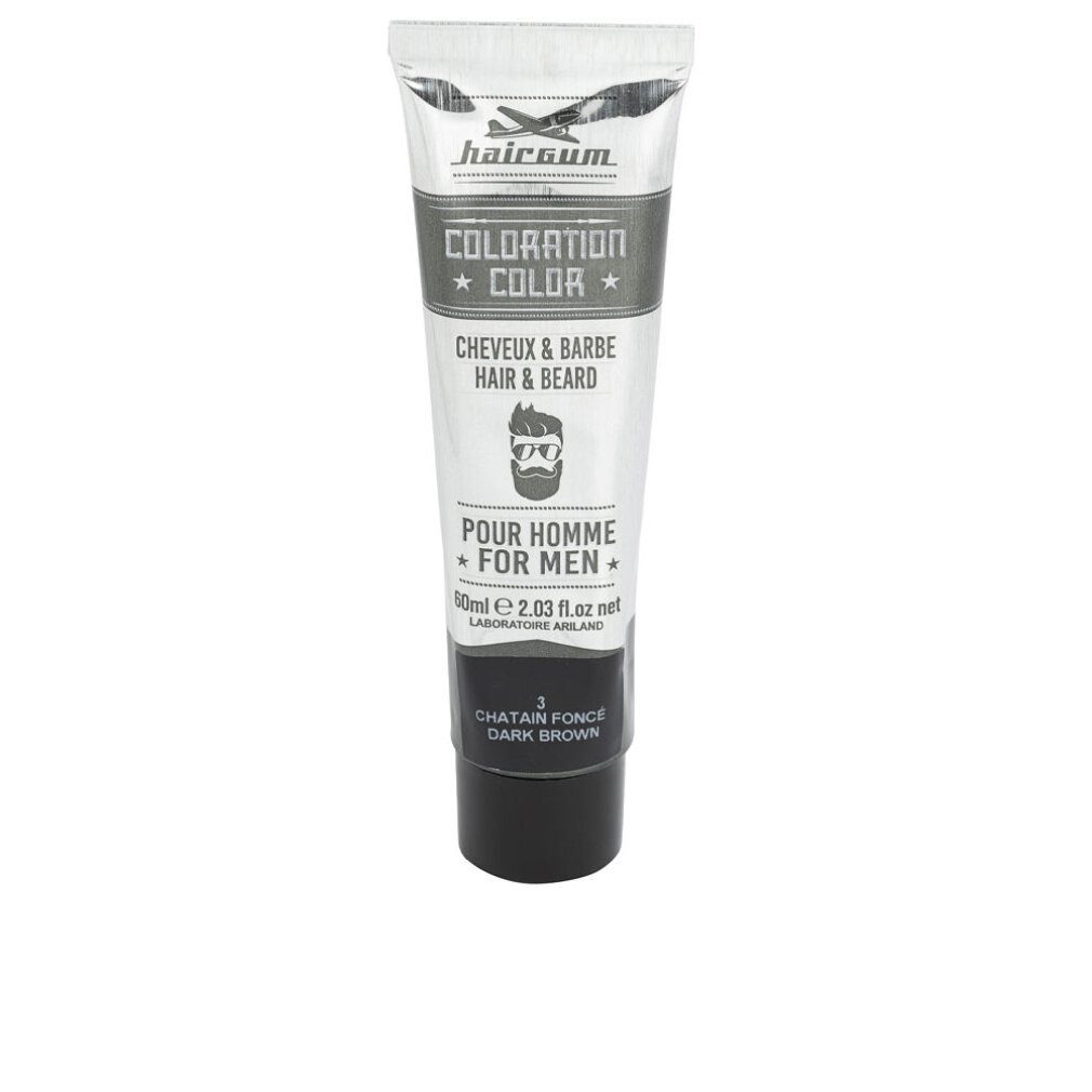 Hairgum Haarpflege-Set COLORATION Bart- und Haarfarbe #3 -Dunkelbraun 60 gr
