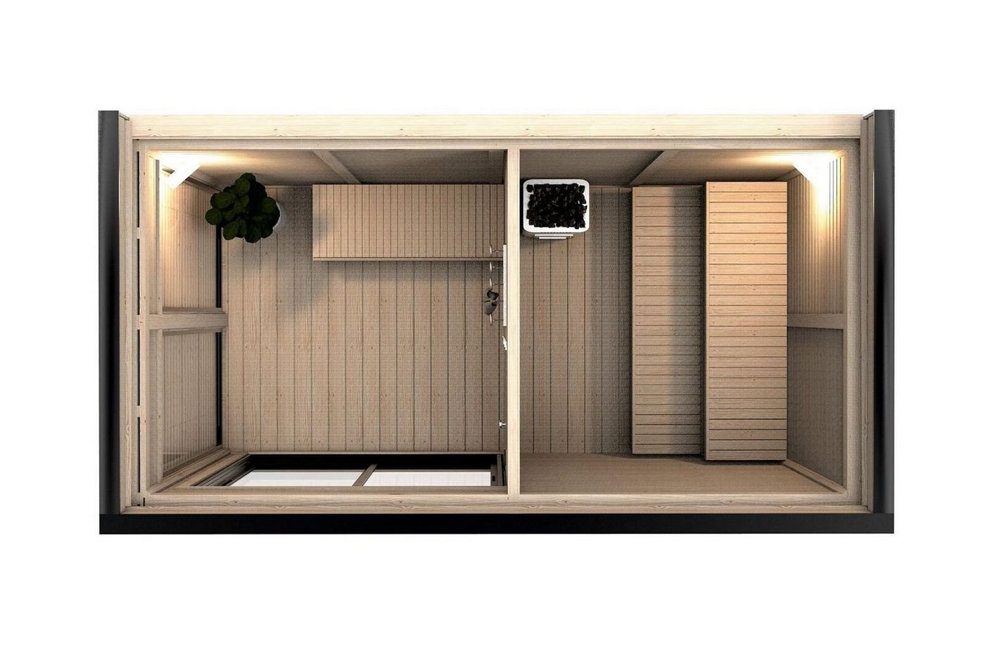 Thumbnail - JVmoebel Sauna Holz Trockensauna Woodpro Garten Holzsauna Outdoor für Wellness, BxTxH: 245 x 464 x 318 cm, 145,00 mm, (1...