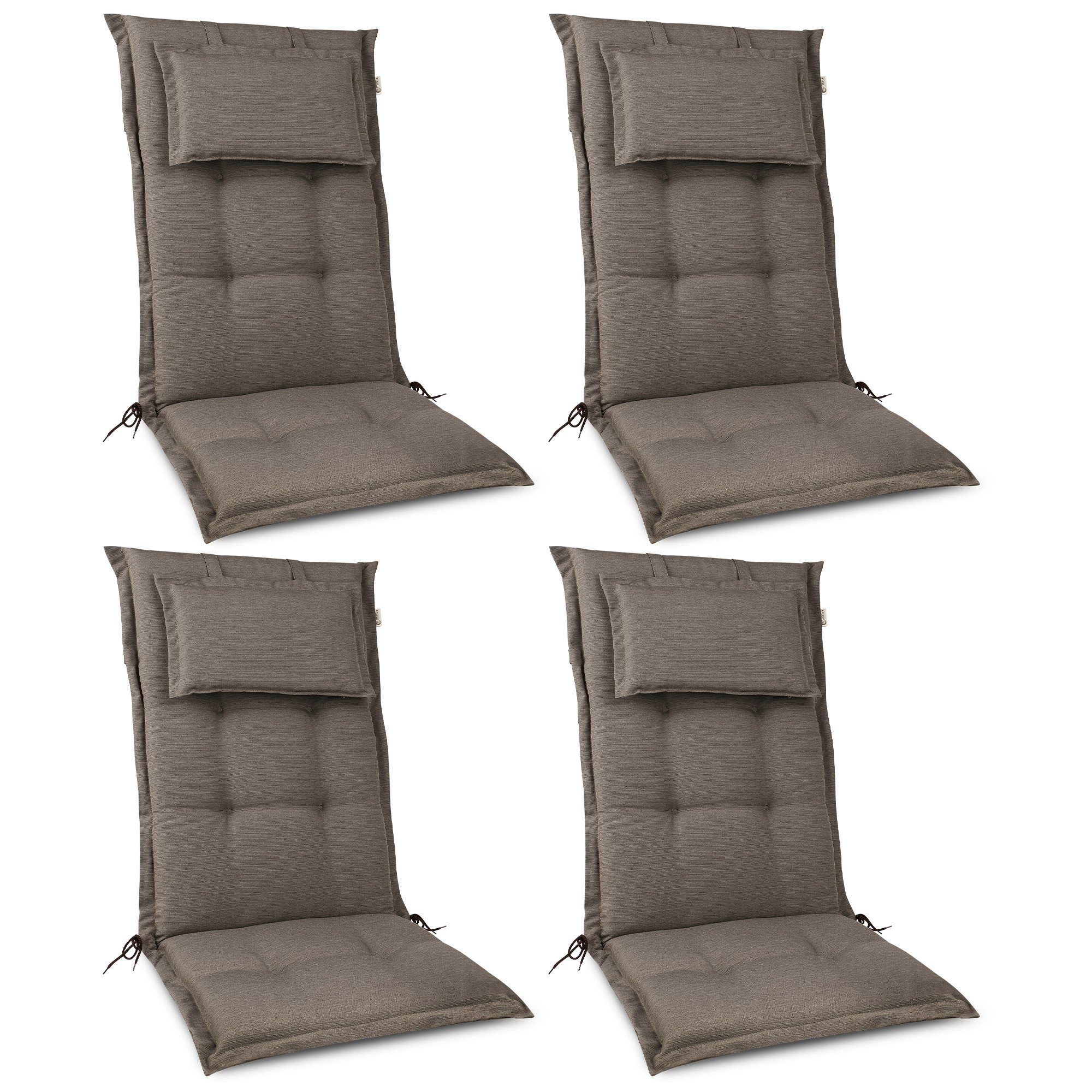 Beautissu Polsterauflage HighLux, (4 St), 4er Set Hochlehner-Auflage 120x50x7 cm