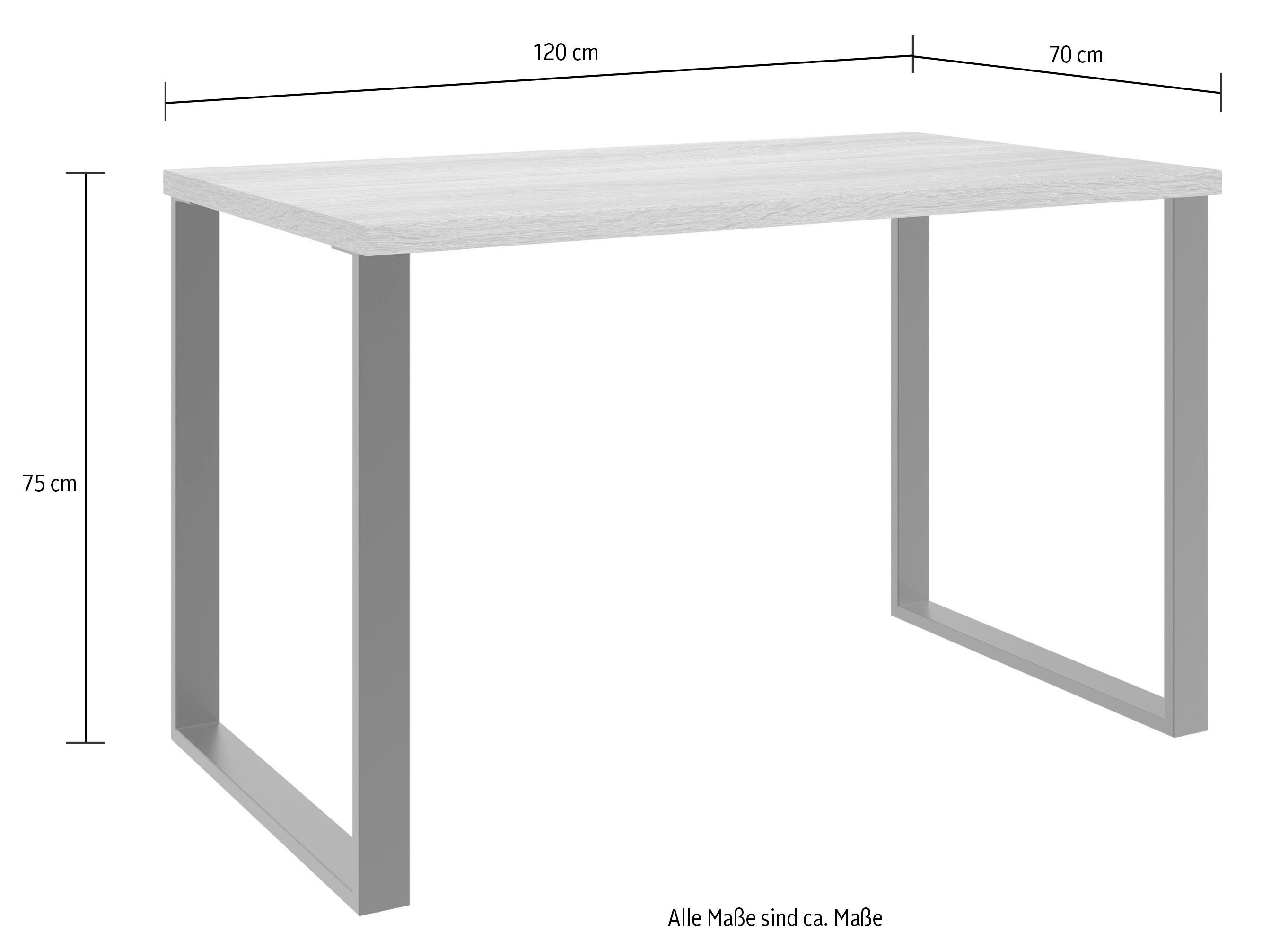 3 Nachbildung Mit Home Wimex in Metallkufen, Schreibtisch Plankeneiche Desk, Breiten