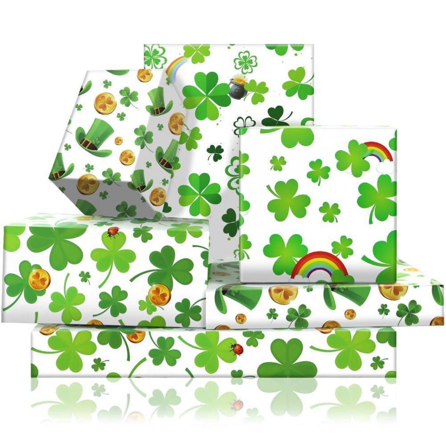 LuxusKollektion Geschenkpapier Geschenkpapier Kleeblatt & Marienkäfer 8 Bögen 50x70cm, (8St)