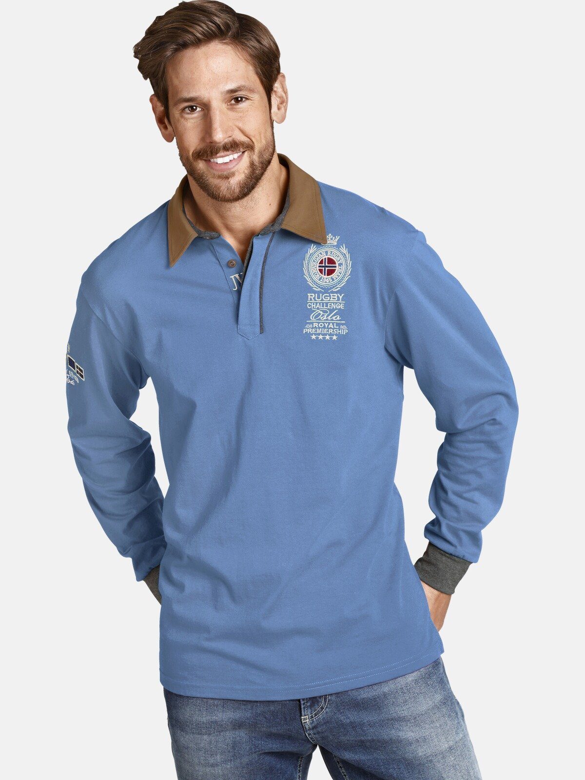 Jan Vanderstorm Sweatshirt JAARNE mit hochwertigen Stickereien hellblau | Sweatshirts