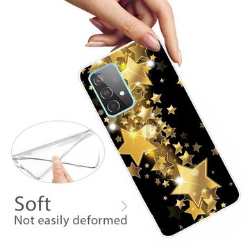 Wigento Handyhülle Für Samsung Galaxy A32 5G Silikon Case TPU Motiv Gold Star Schutz Muster Tasche Hülle Cover Etuis Zubehör