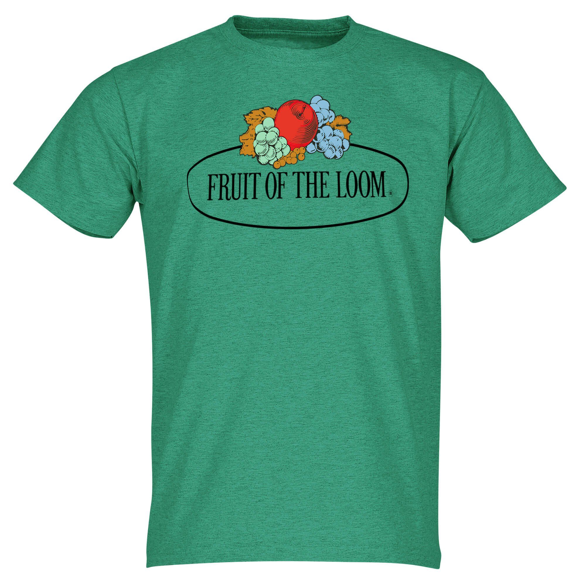 mit Fruit Logo Loom the retro T-Shirt Loom Rundhalsshirt Loom the Vintage of meliert grün the of Fruit Fruit of