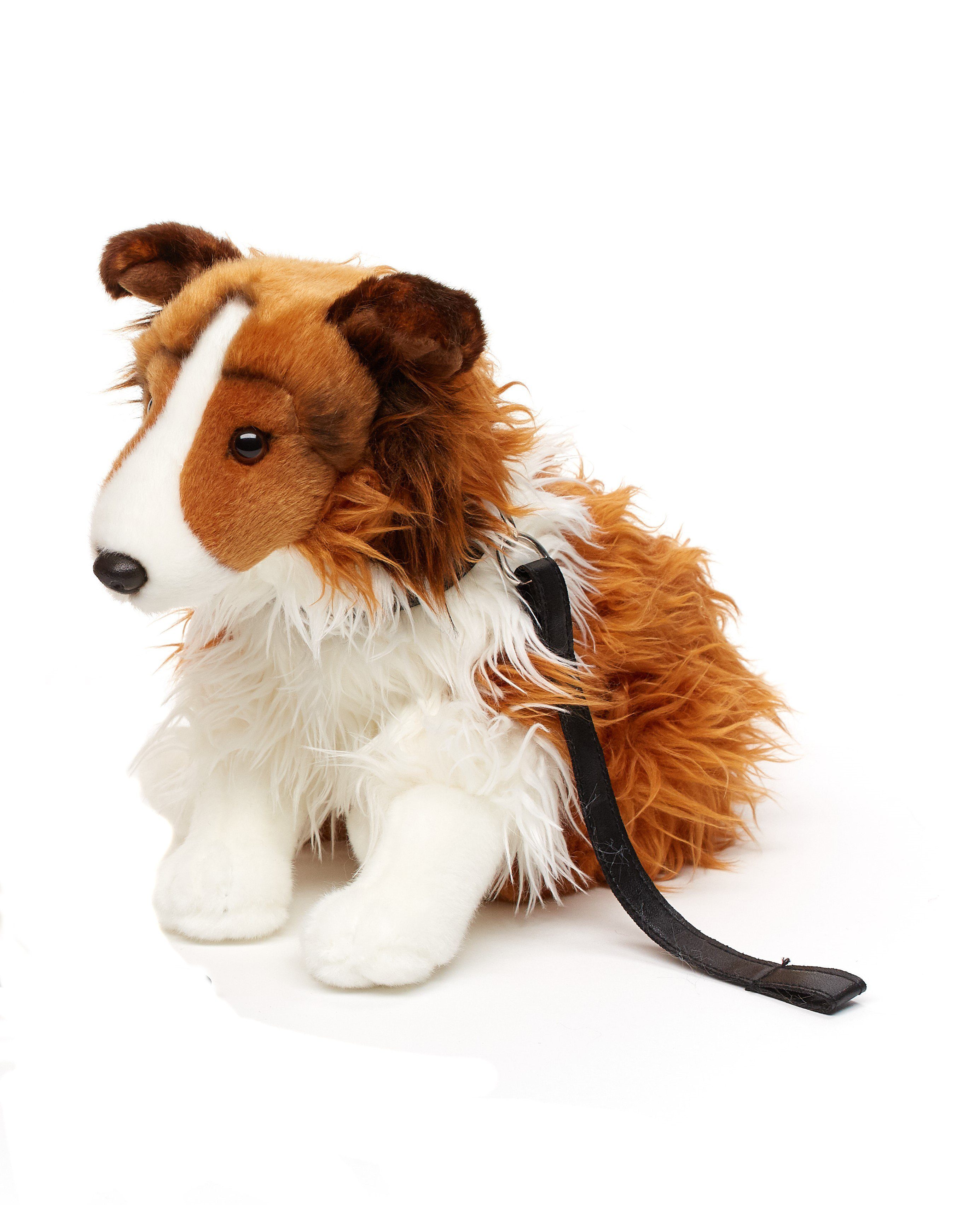 Uni-Toys Kuscheltier Langhaarcollie m. Leine - versch. Farben - 27 cm - Plüsch-Hund, Collie, zu 100 % recyceltes Füllmaterial