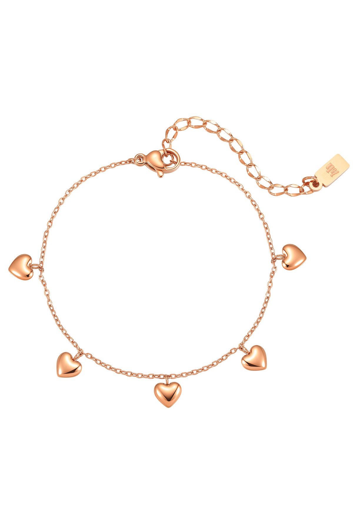 Hey Happiness Armkette Herzen Charms für Damen, vertsellbar, Romantische Edelstahl Armkette mit Multi Herz Anhängern